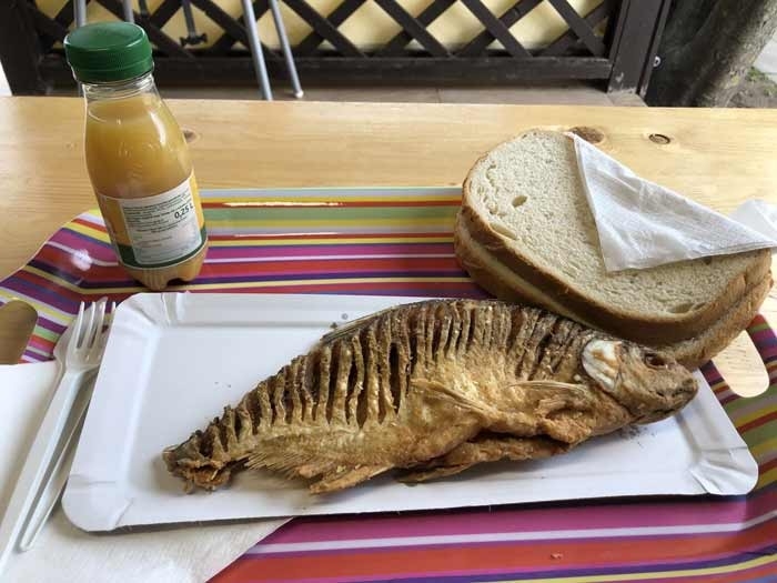 奧索弗炸魚店餐點裡面有麵包以及一隻炸魚