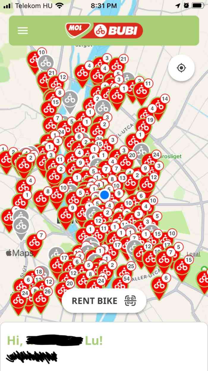 Bubi腳踏車的app可以查看哪裡有站點及腳踏車數量