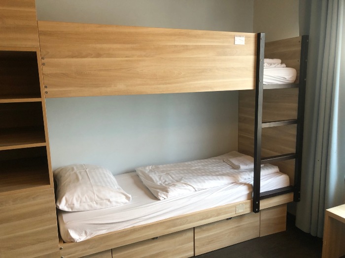 Meininger Franz的青旅房型，為六人床位共享房間設備