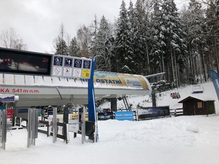 利貝雷茨雪場上纜車的位置