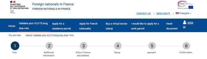 法國簽證官網填寫完成圖上六個步驟即可