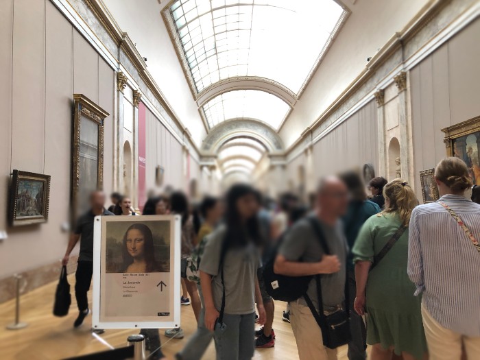 法國的羅浮宮館內有前往蒙娜麗莎的標示讓你可以更快找到這幅畫